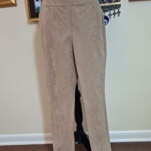 Chico's Faux Suede Beige Straight Leg Pants